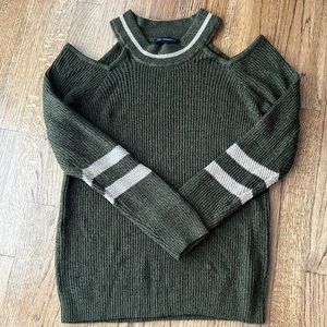 Army green and gold INC cold shoulder sweater -M